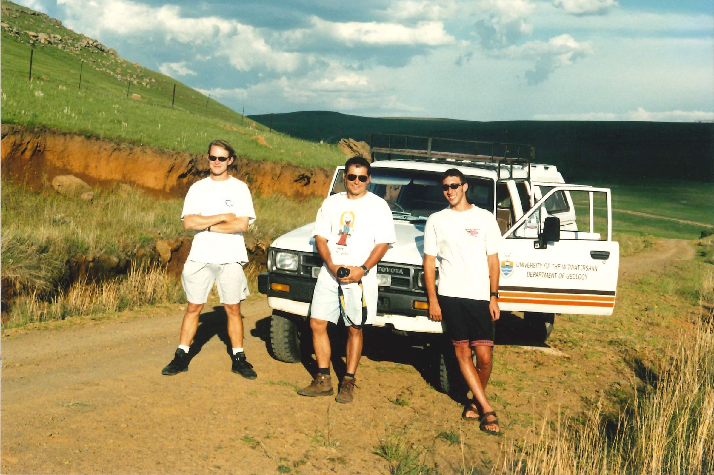 First trip to Memel. From a vantage point overlooking the Klip River floodplain wetlands; me (left), Dion Brandt (centre) and Ryan Morris (right). Photograph by John Hancox